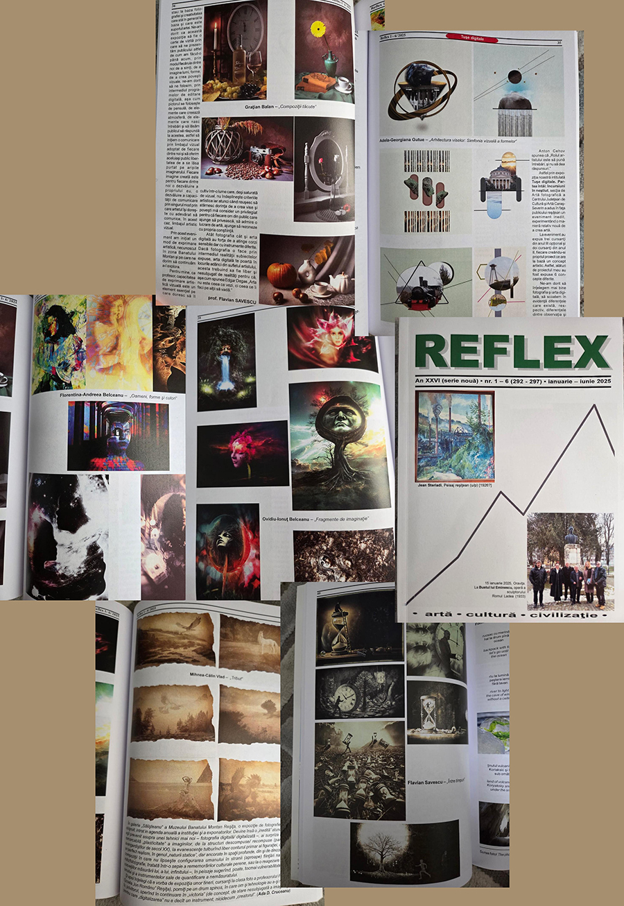 alt="Ilustrație a mai multor lucrări de artă conceptuală publicate în revistă de artă"